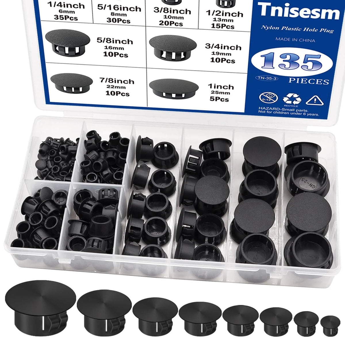 135 Pcs Round End Caps Hole Plugs for Various Applications (Universal)