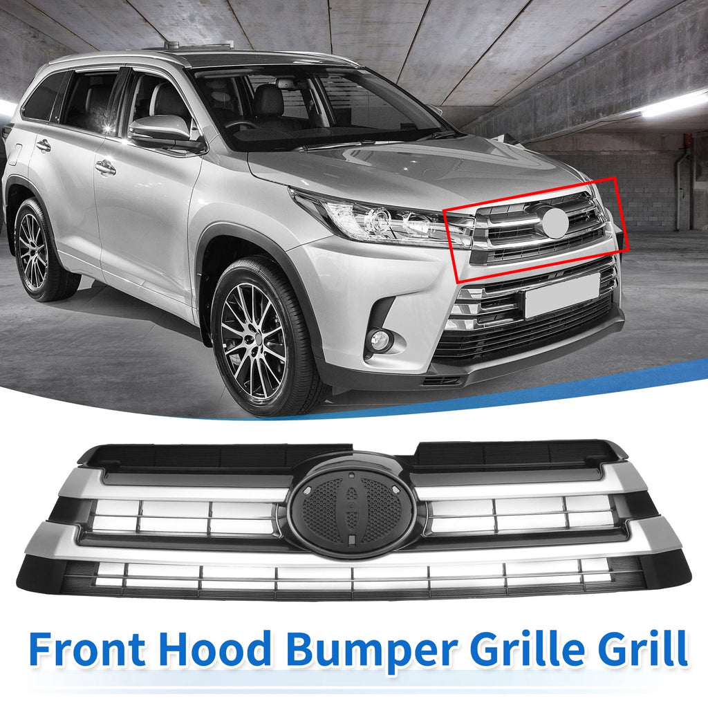 Front Upper Hood Bumper Grille for Toyota Highlander (2017–2019) Black