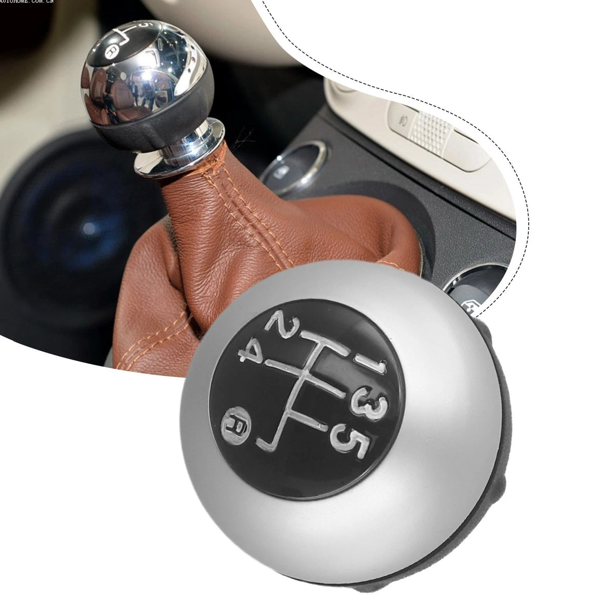 Gear Shift Knob Lever Head for Fiat 500 500C (2007–2018) ABS Leather