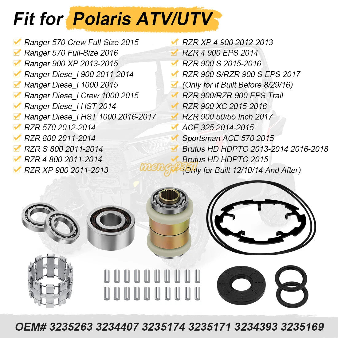 Front Differential Output Hub & Cage w/Sprague for Polaris Ranger XP 900 (2013–2016)