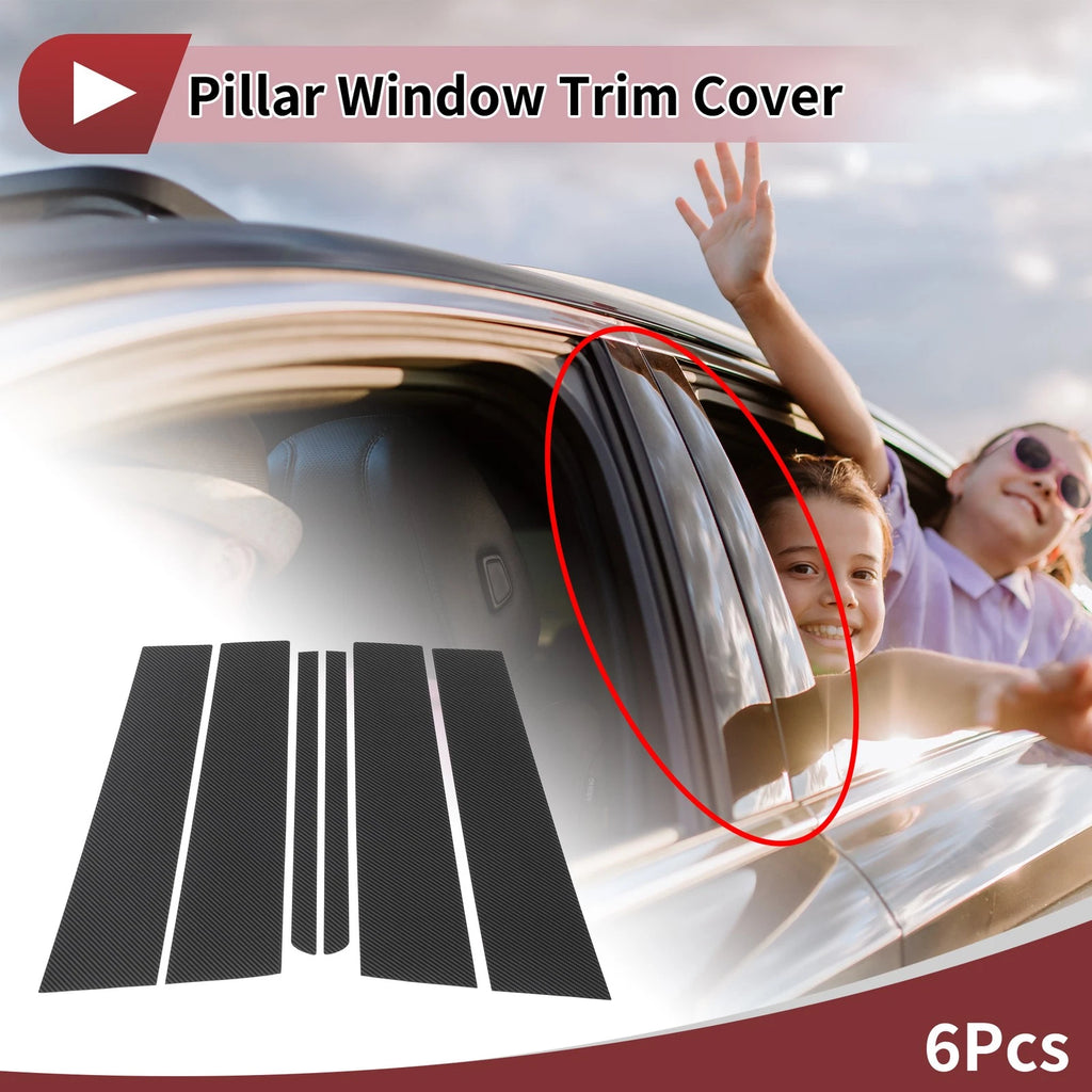 Door Pillar Window Trim for Ford Explorer 2011–2019 Carbon Fiber Black