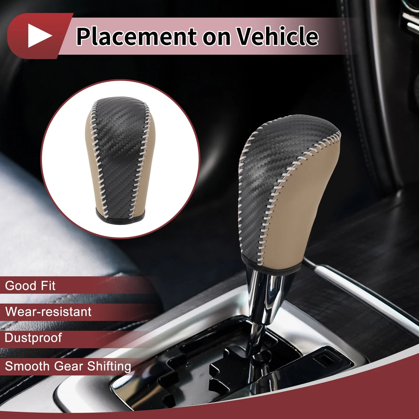 Gear Shift Knob Cover Beige Replacement for Subaru Forester (2006–2012)