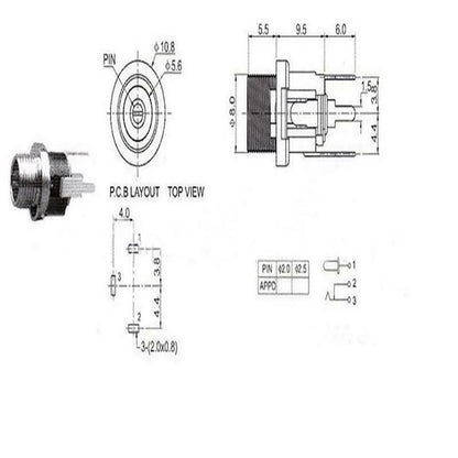 10X 5.5 x 2.1mm Female Metal Panel Mount Socket DC Power Connector Jack