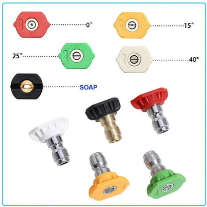 5x Pressure Washer Spray Tips Nozzles with 1/4" Fitting Quick Connect
