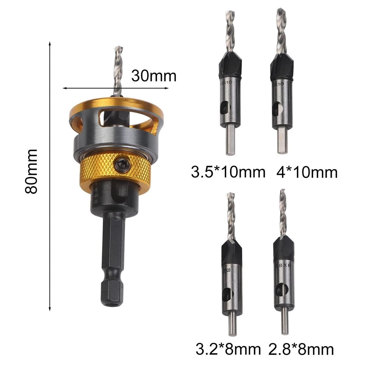 4-Piece Tapered Drill Bit Set for DIY Home Repairs