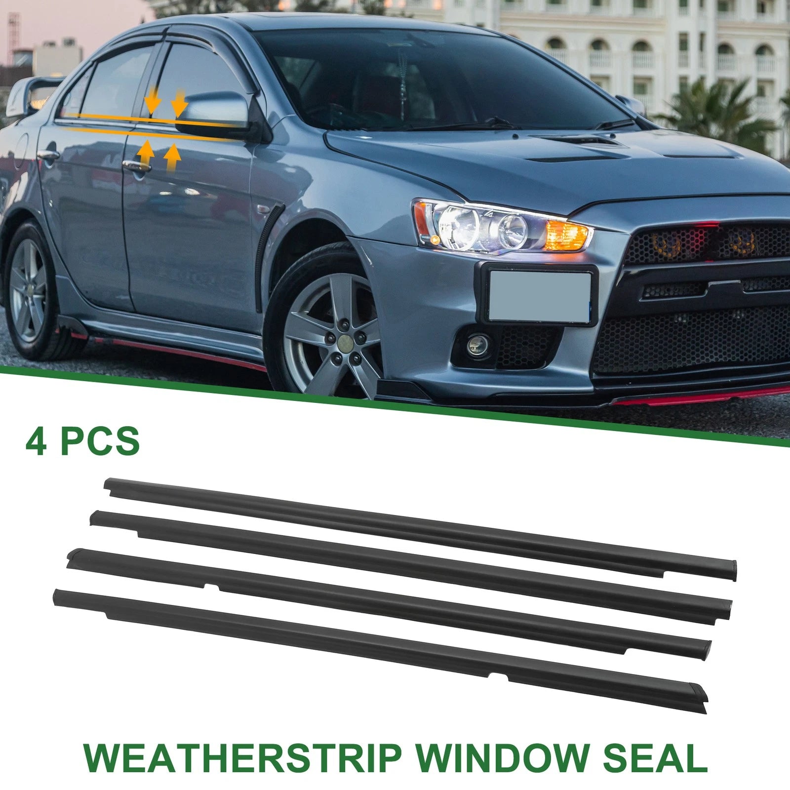 Window Weatherstrip Seal Set (4pcs) Replacement for Mitsubishi Lancer (2008–2017)