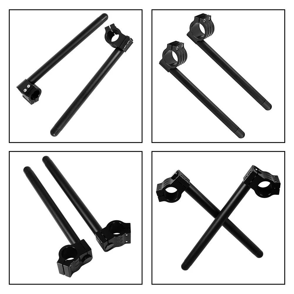 CNC Machined Clip On Handlebar Set 41mm Fork Tube Aluminum Black 300mm