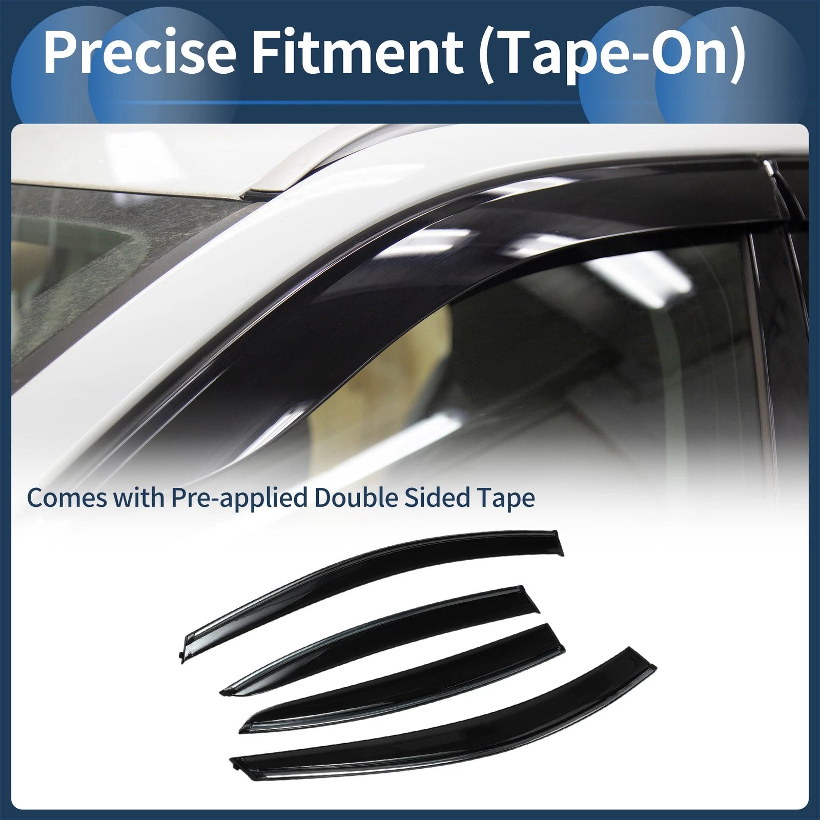 Window Deflectors Side Vent Visors Black 1 Set for Chevrolet Cruze (2011–2015)