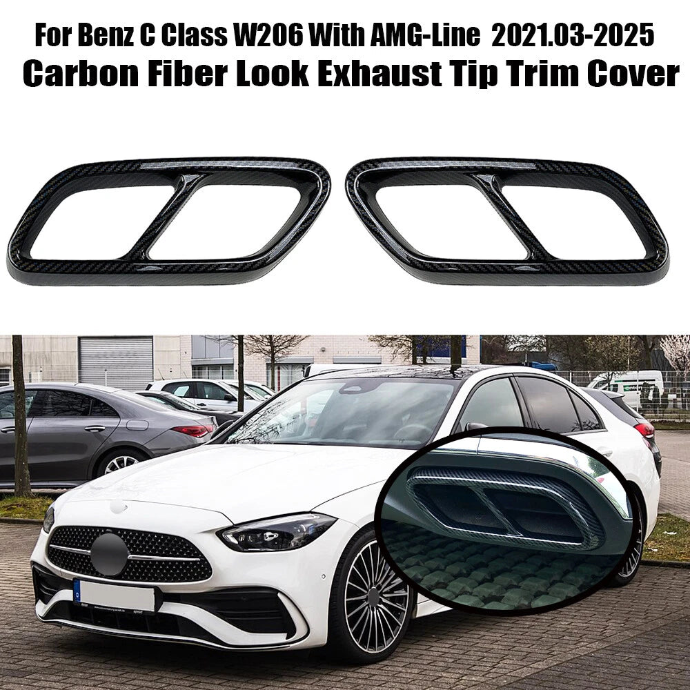 Carbon Look Exhaust Tip Cover for Mercedes-Benz C-Class W206 AMG-Line (2022–2025)