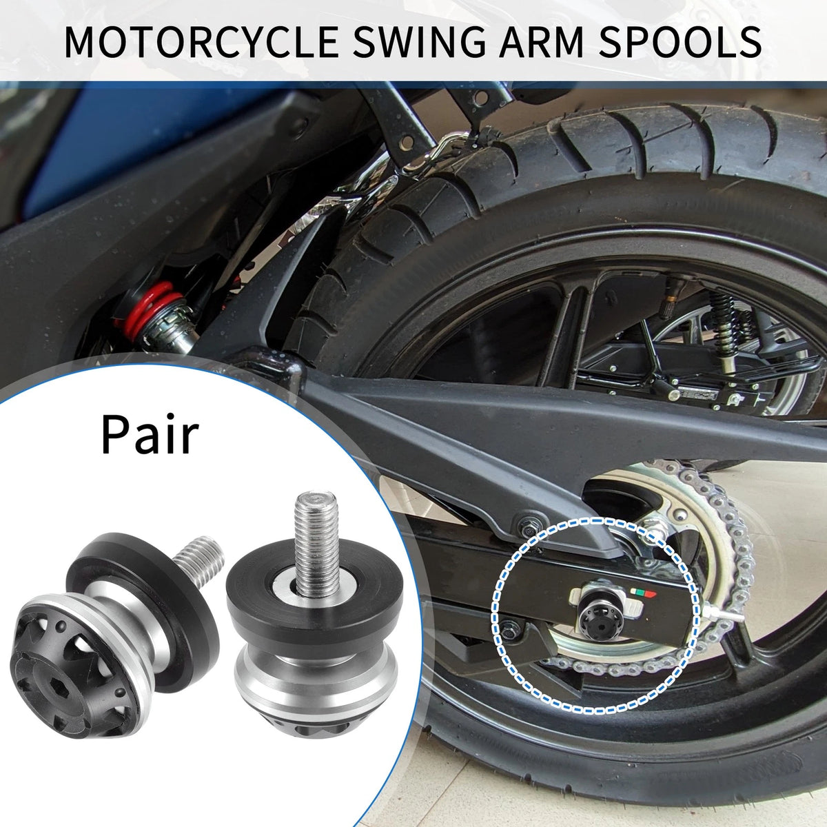 Motorbike Swingarm Spool 10mm CNC Slider for Stand Silver for (2010–2019)