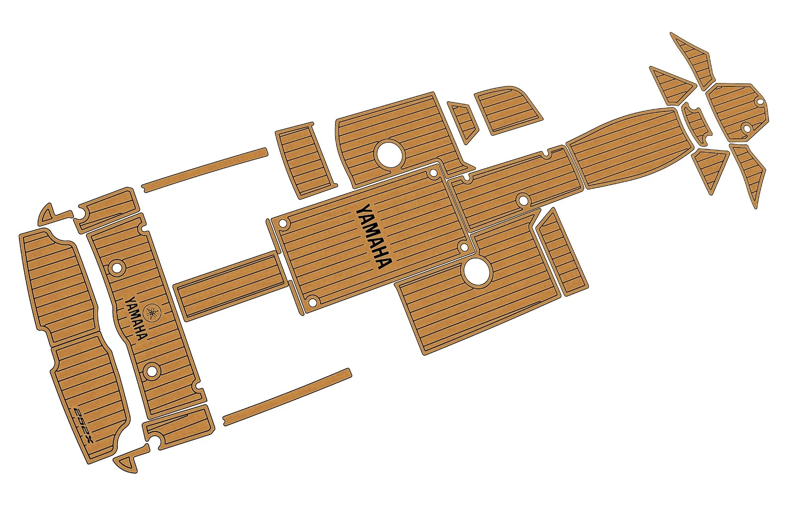 EVA Pads for Yamaha 252 XE (2021) - Cockpit Swim Platform Teak Deck Flooring