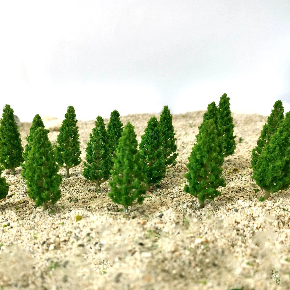 100Pcs 1.88" Mini Pine Trees for Train Railroad Landscape Garden