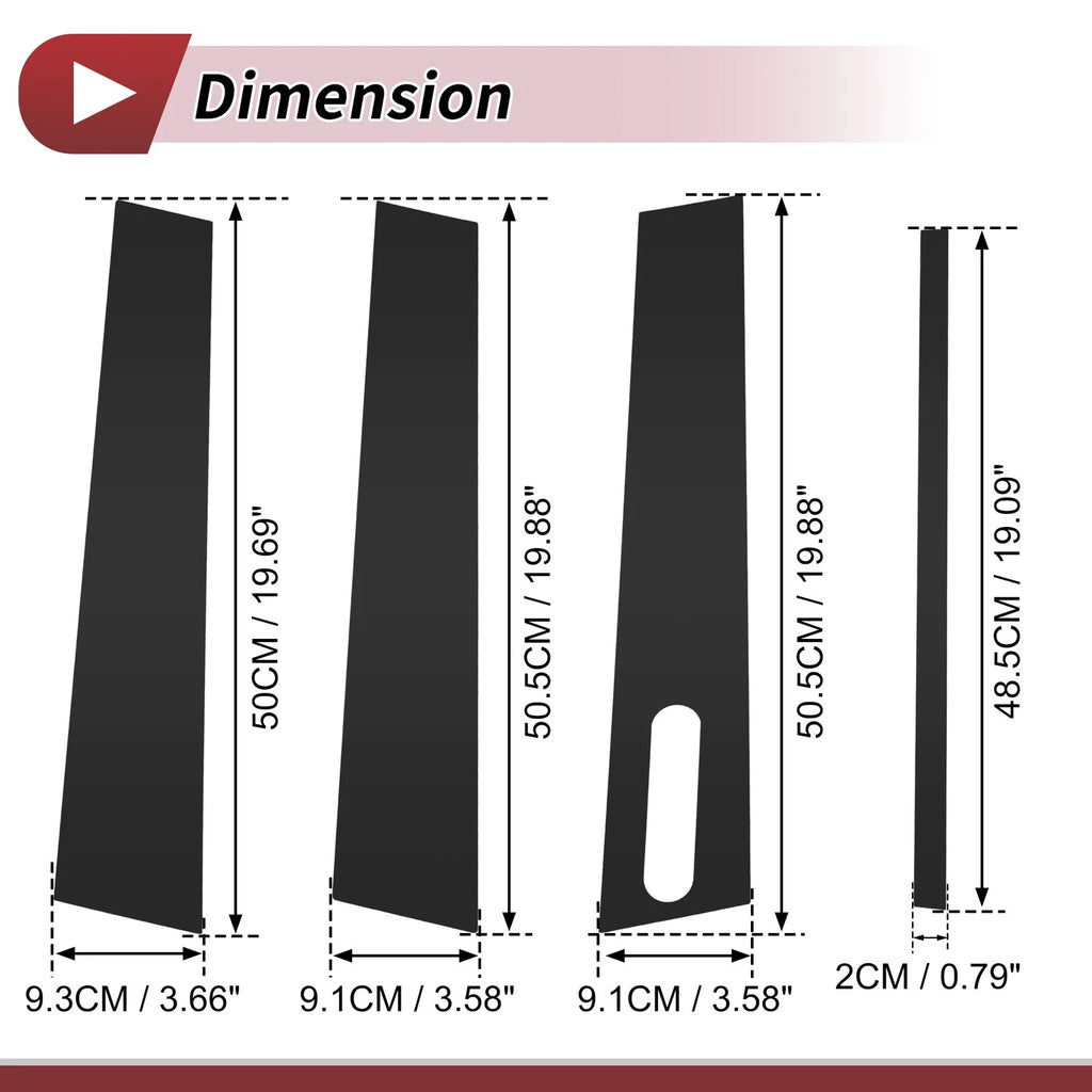 7 Pcs Door Pillar Window Trim for Ford Explorer (2002–2010) Black