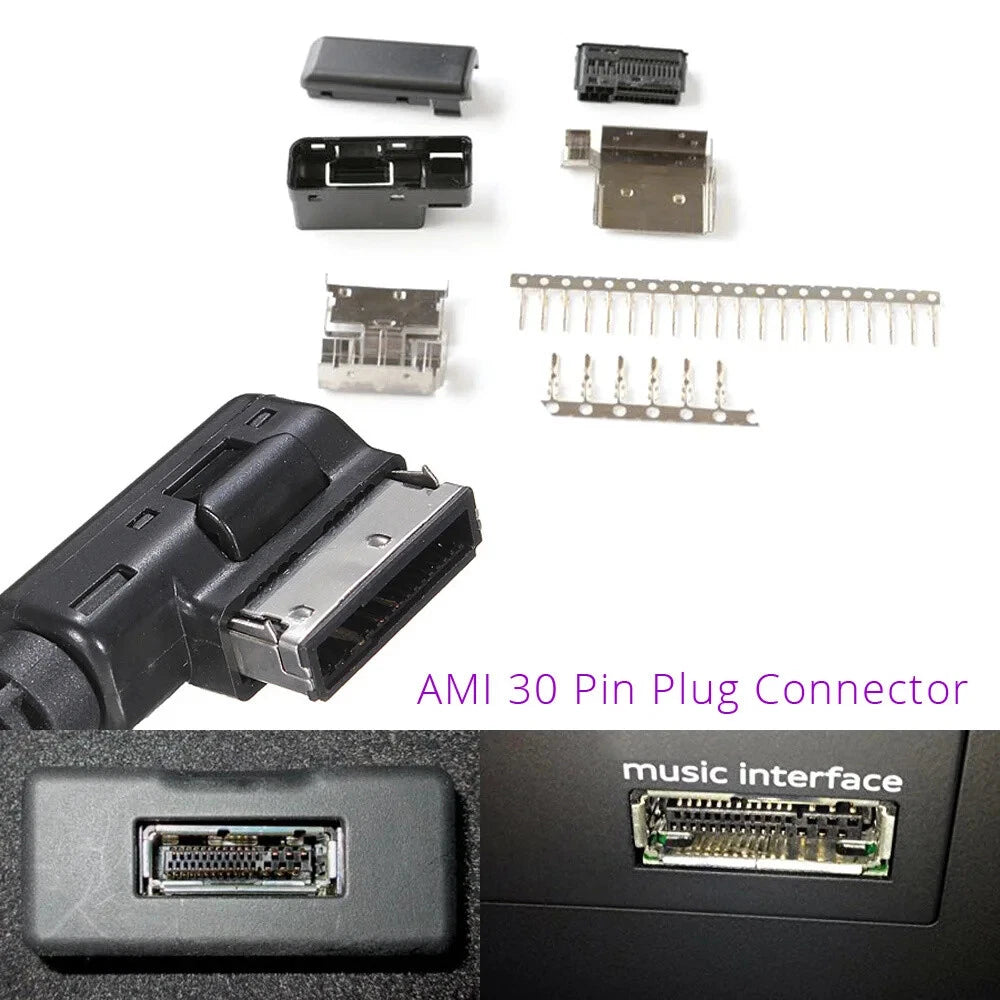 For Mercedes Multimedia Music Interface AMI 30 Pin Plug Connector AUX USB Socket
