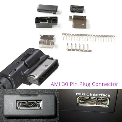 For Mercedes Multimedia Music Interface AMI 30 Pin Plug Connector AUX USB Socket