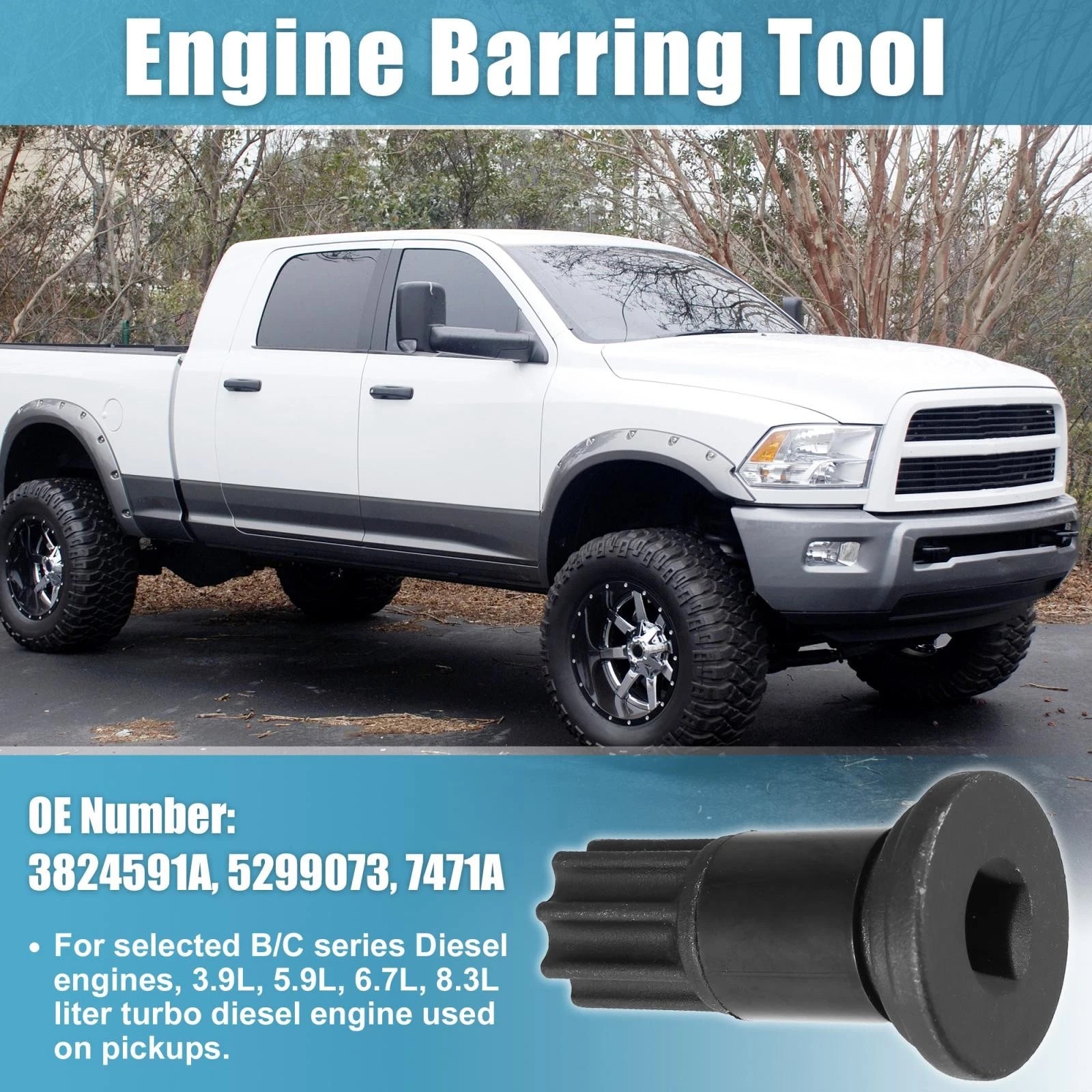 Engine Barring Rotating Tool for Dodge B Series Diesel Engines (1970–1993)