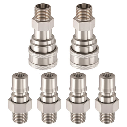 6Pcs Hydraulic Adapter Set for AGT Mini Excavator (M14-M16) w/ Check Valve