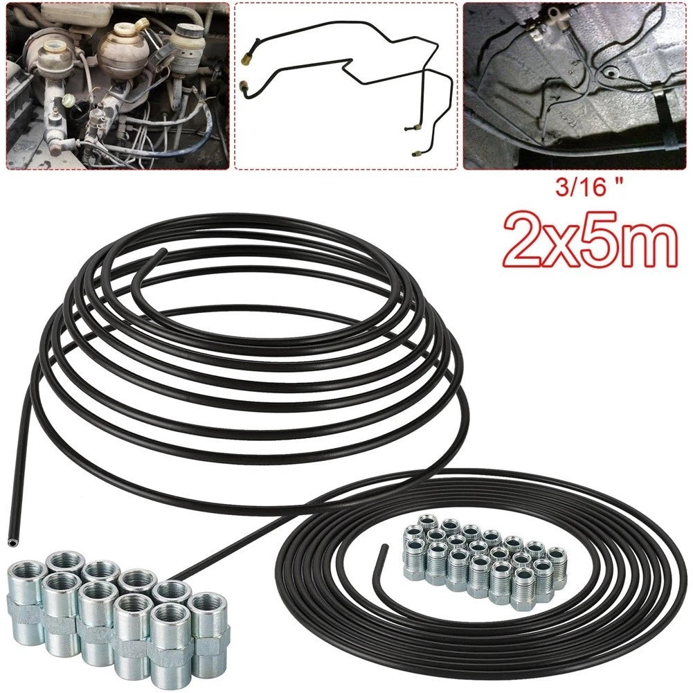 2X Brake Pipe 5 Meter with Nuts and Connector Kit for Refrigeration