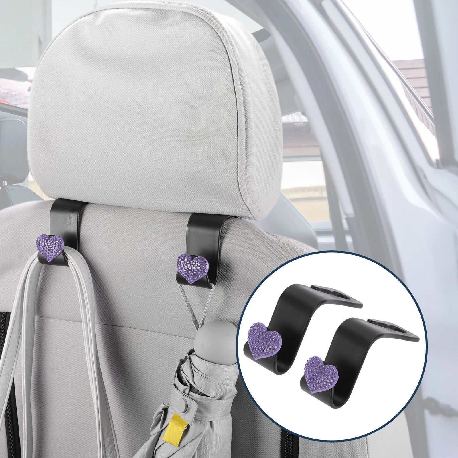 2 Pcs Universal Car Seat Headrest Hook for Hanging Purses (Purple)