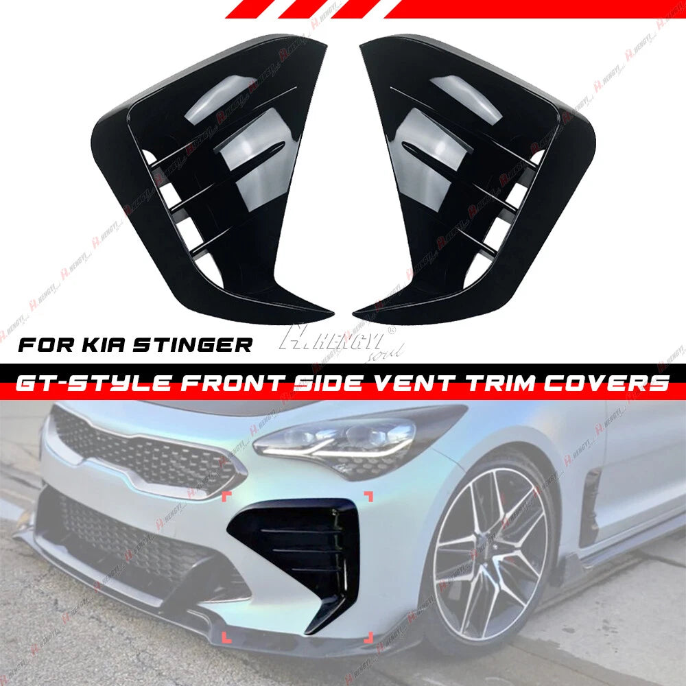 Front Bumper Vent Grill Blade Trim Cover Gloss Black for KIA Stinger GT (2017–2023)