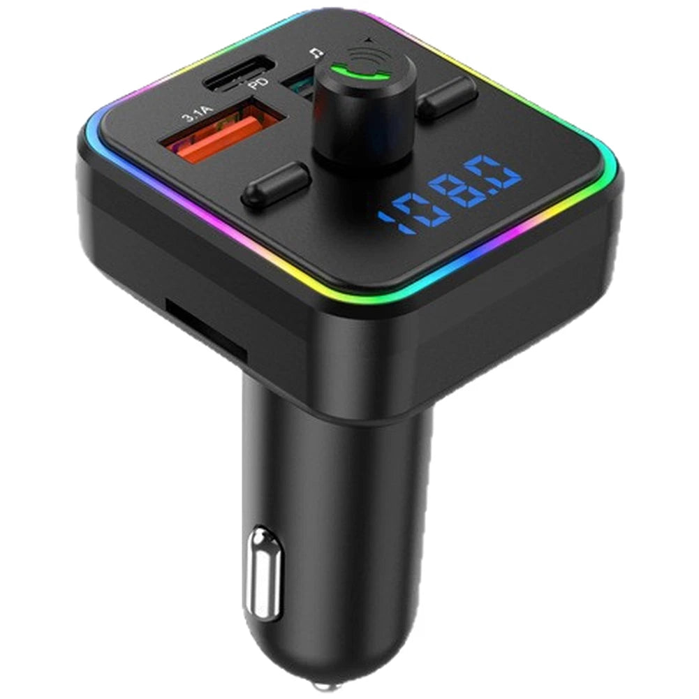 Wireless FM Transmitter MP3 Player with USB A & C Fast Charger for Universal Use
