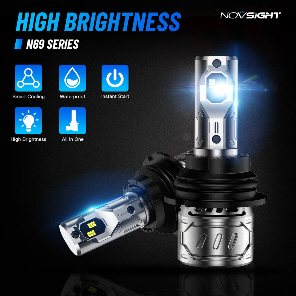 2X 9007 LED Headlight Bulbs for Novsight (6000K)