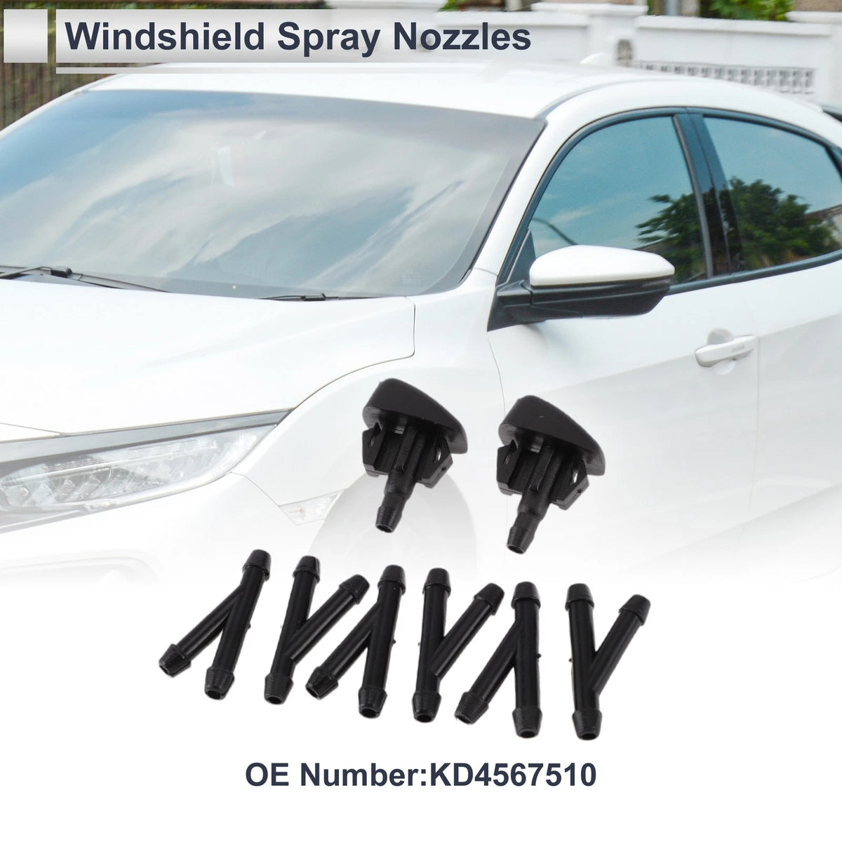 Set of 6 Windshield Washer Nozzles w/ Hose Connector for Mazda