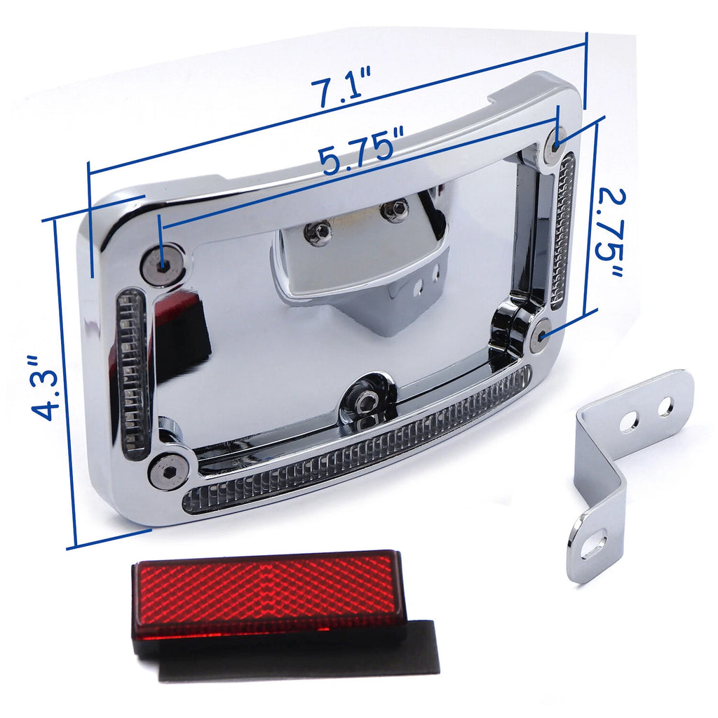 Chrome License Plate Frame Bracket w/ LED for Harley FLSTN (2005–2017)