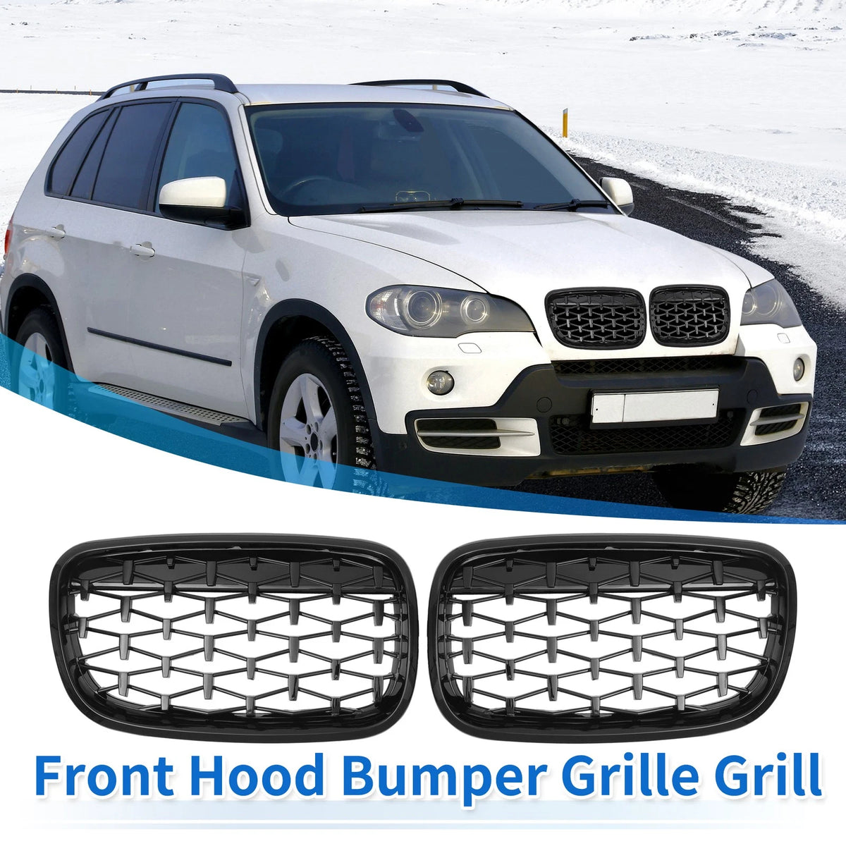 Front Hood Bumper Grille Grill Replacement for BMW X5 X6 (2007–2019) Pair