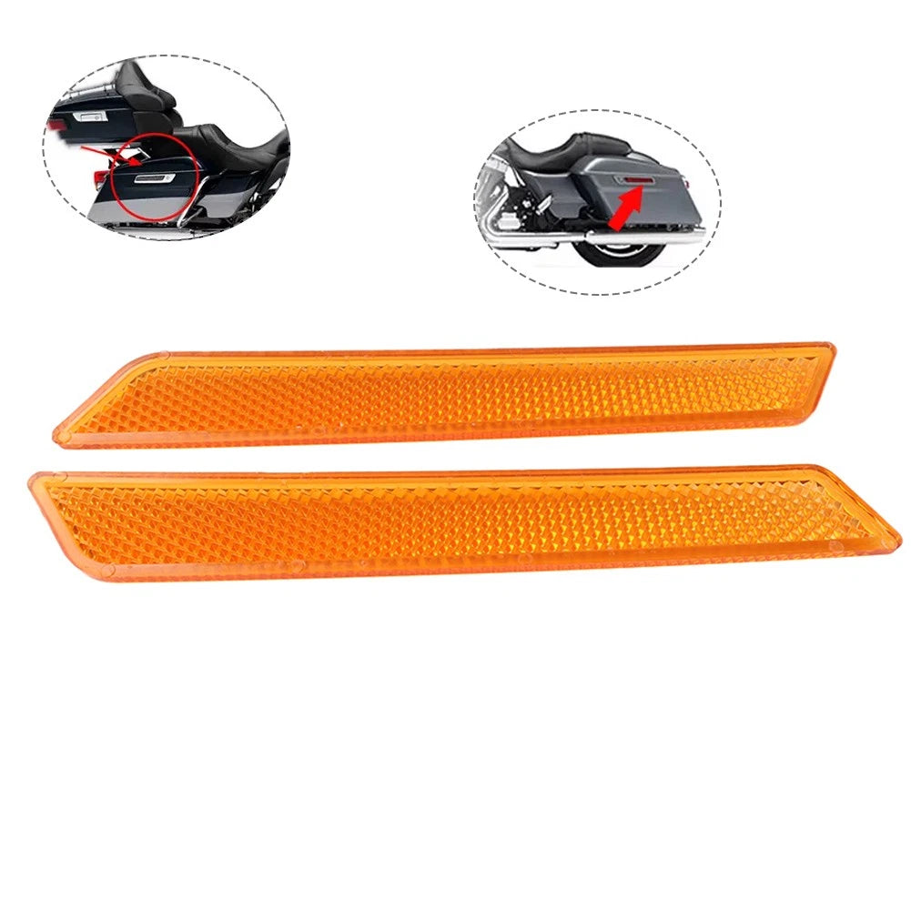 2Pcs Reflectors Saddle Bag Latch Cover For Harley Touring Road Glide FLTRX 2014+