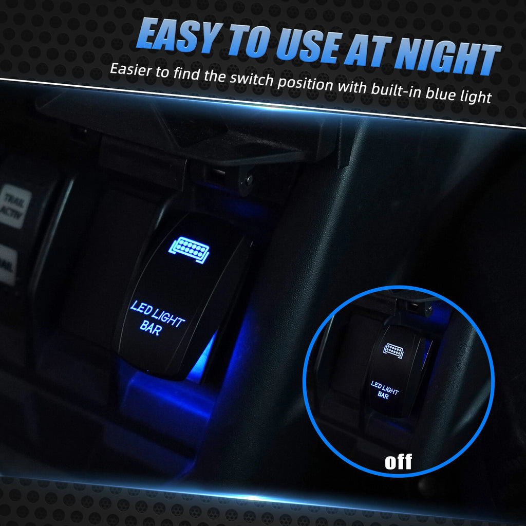 Blue Backlit LED Light Bar Control Rocker Toggle Switch for UTV ATV Truck Boat