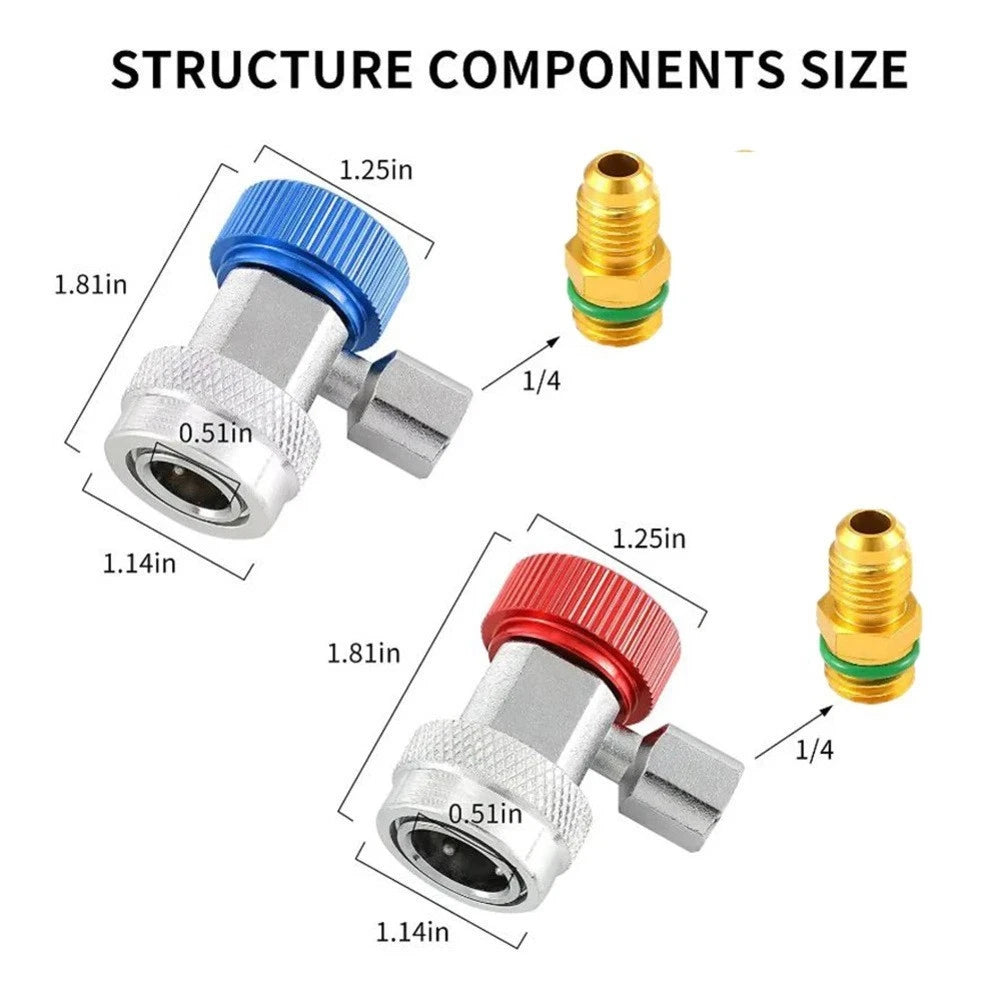 2X AC R134A Hose Set with High Low Pressure Couplers for HVAC