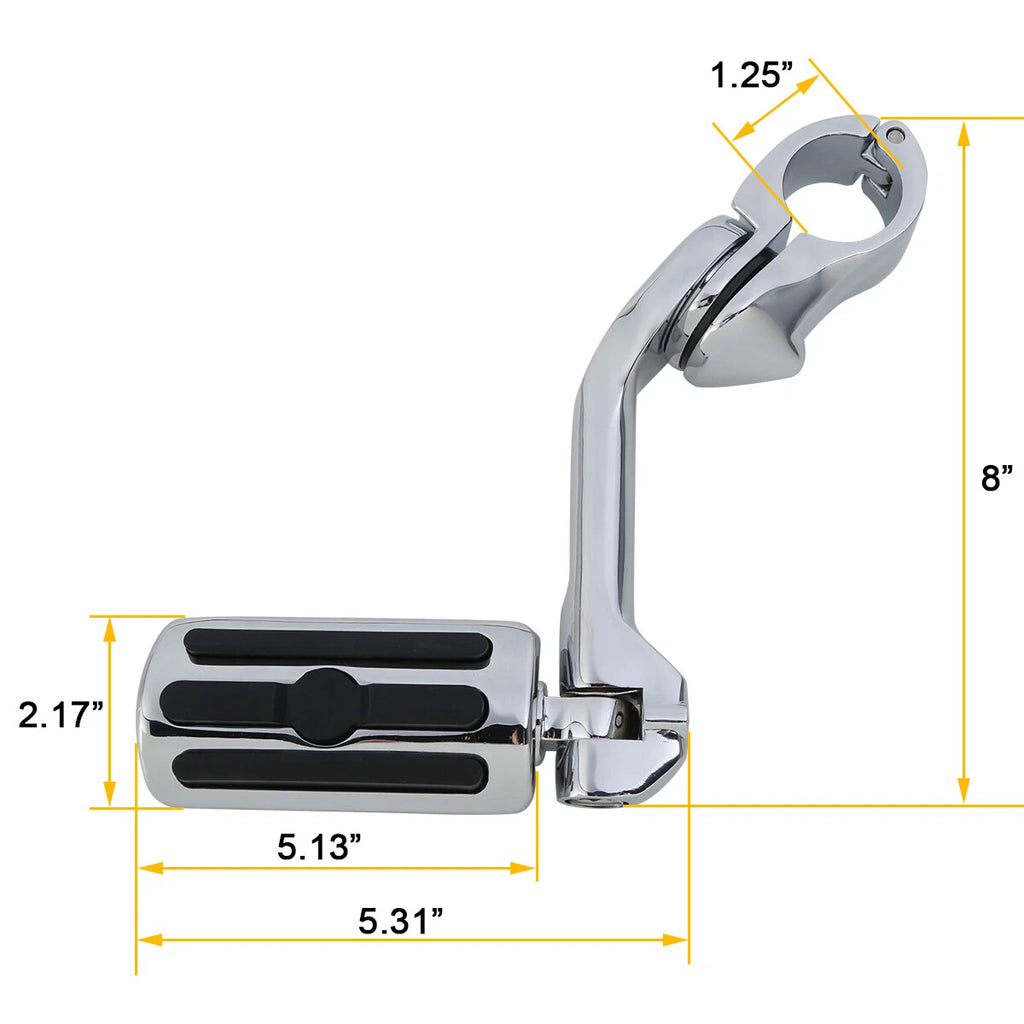1.25" Long Angled Adjustable Highway Foot Pegs Mount Kit for Harley