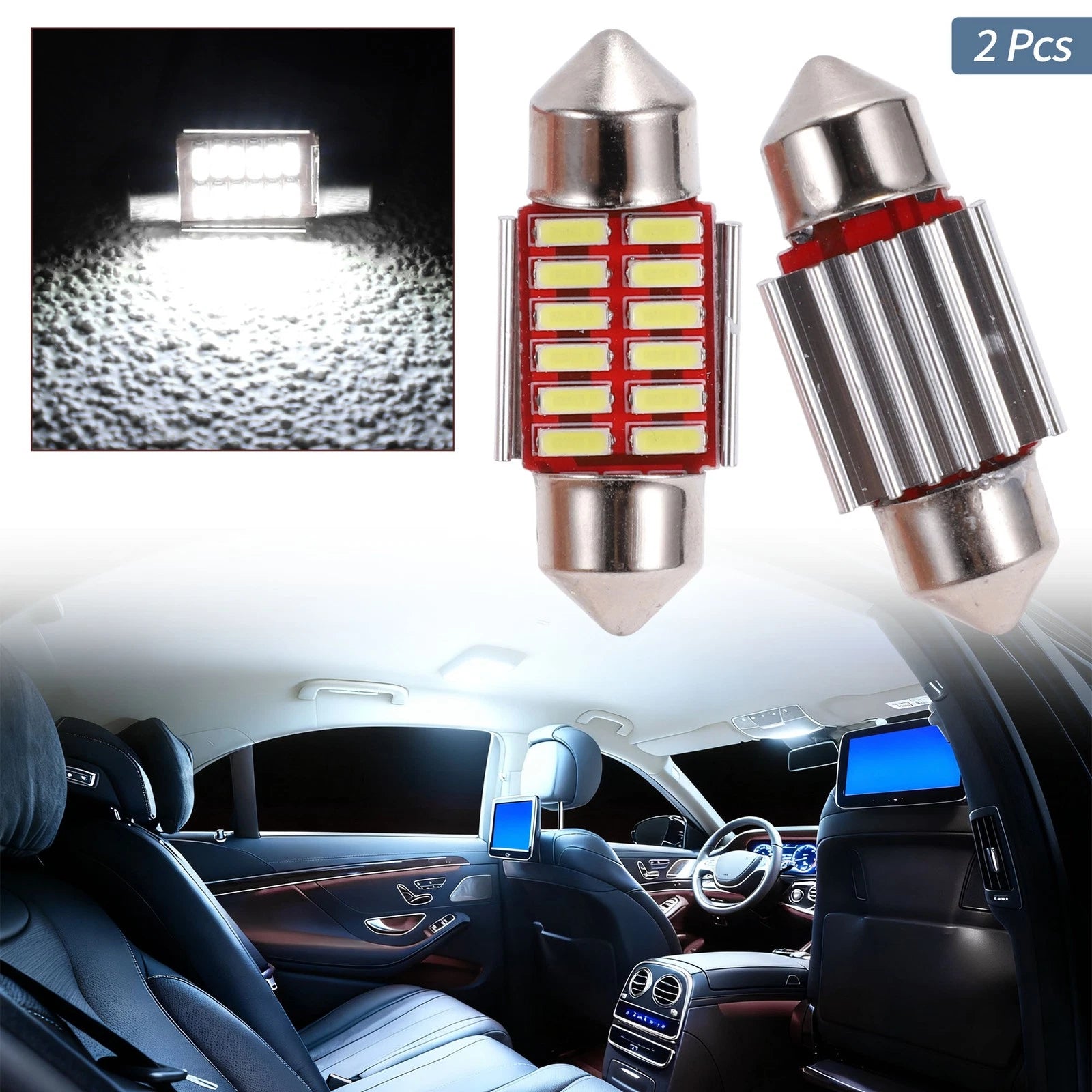 2X LED Dome Light Bulbs 4014 Chip 31mm for