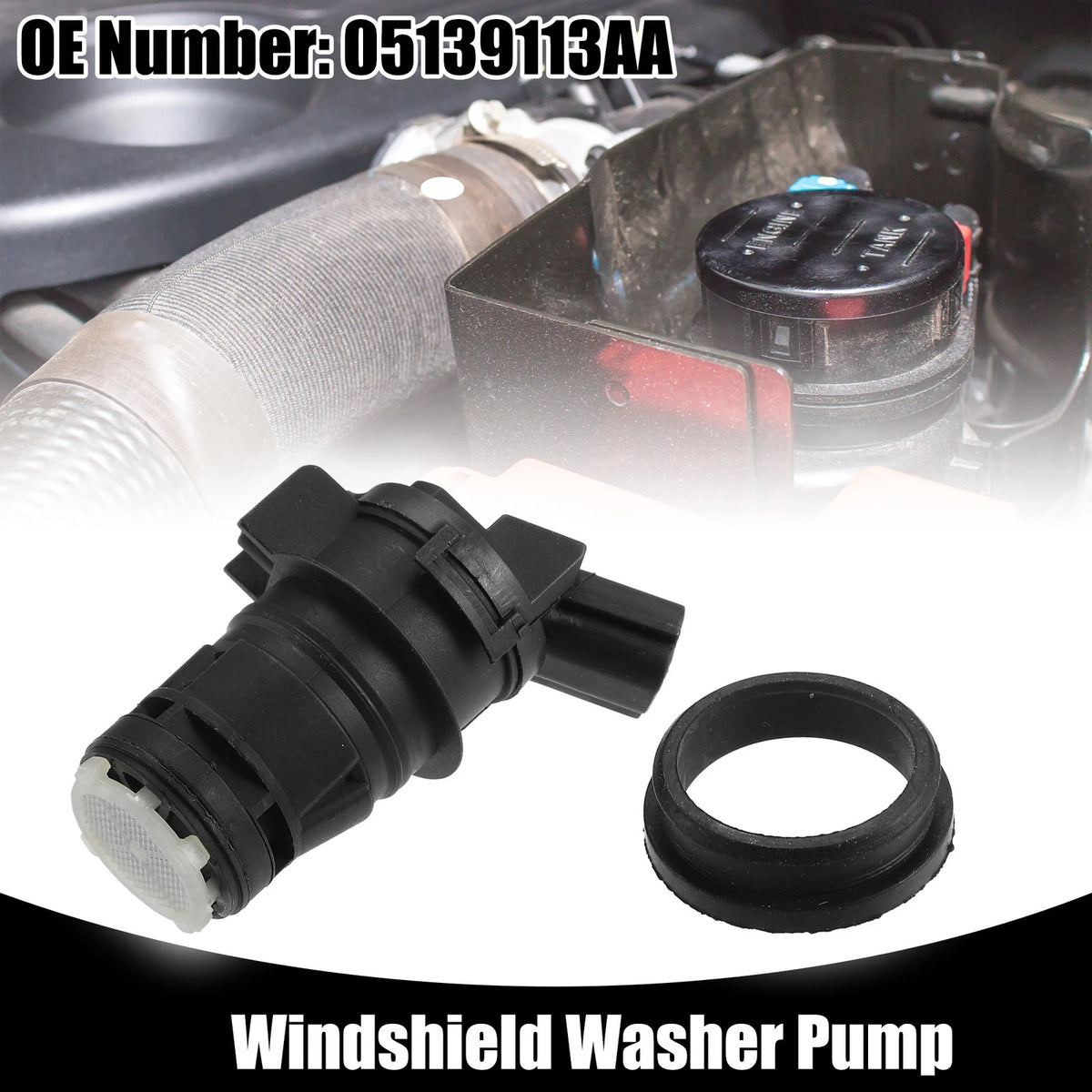 Windshield Washer Pump No. 05139113AA for Dodge Charger (2006–2023) Black