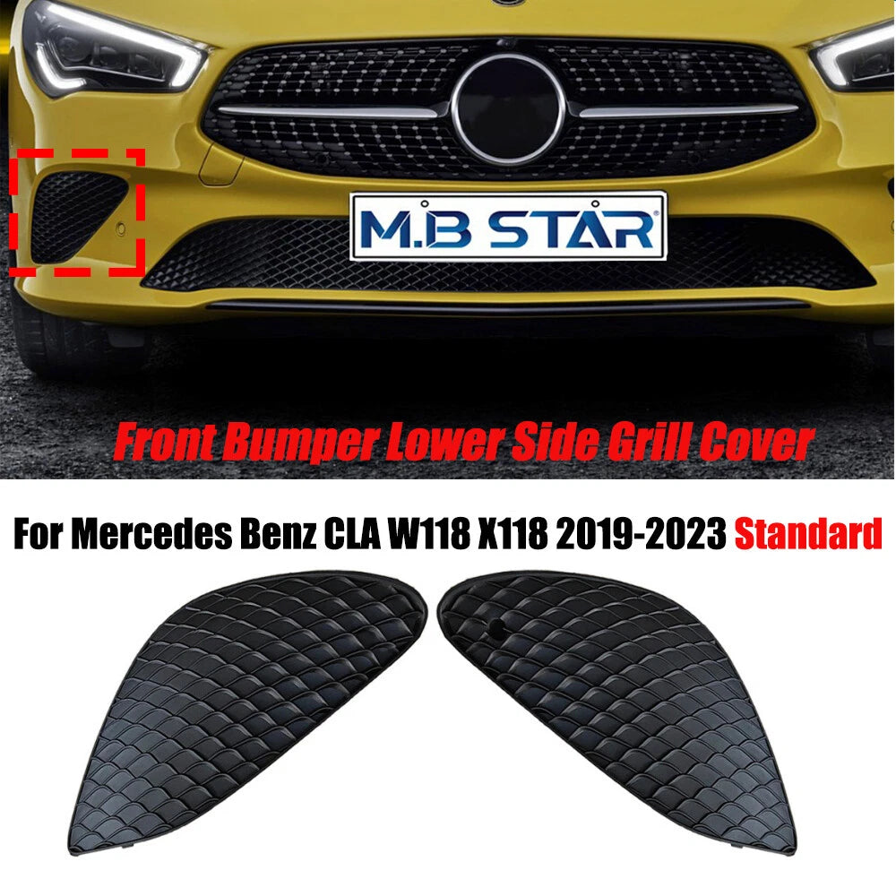 Set of 2 Front Bumper Lower Side Grille Trim for Benz CLA W118 X118 (2019–2023)