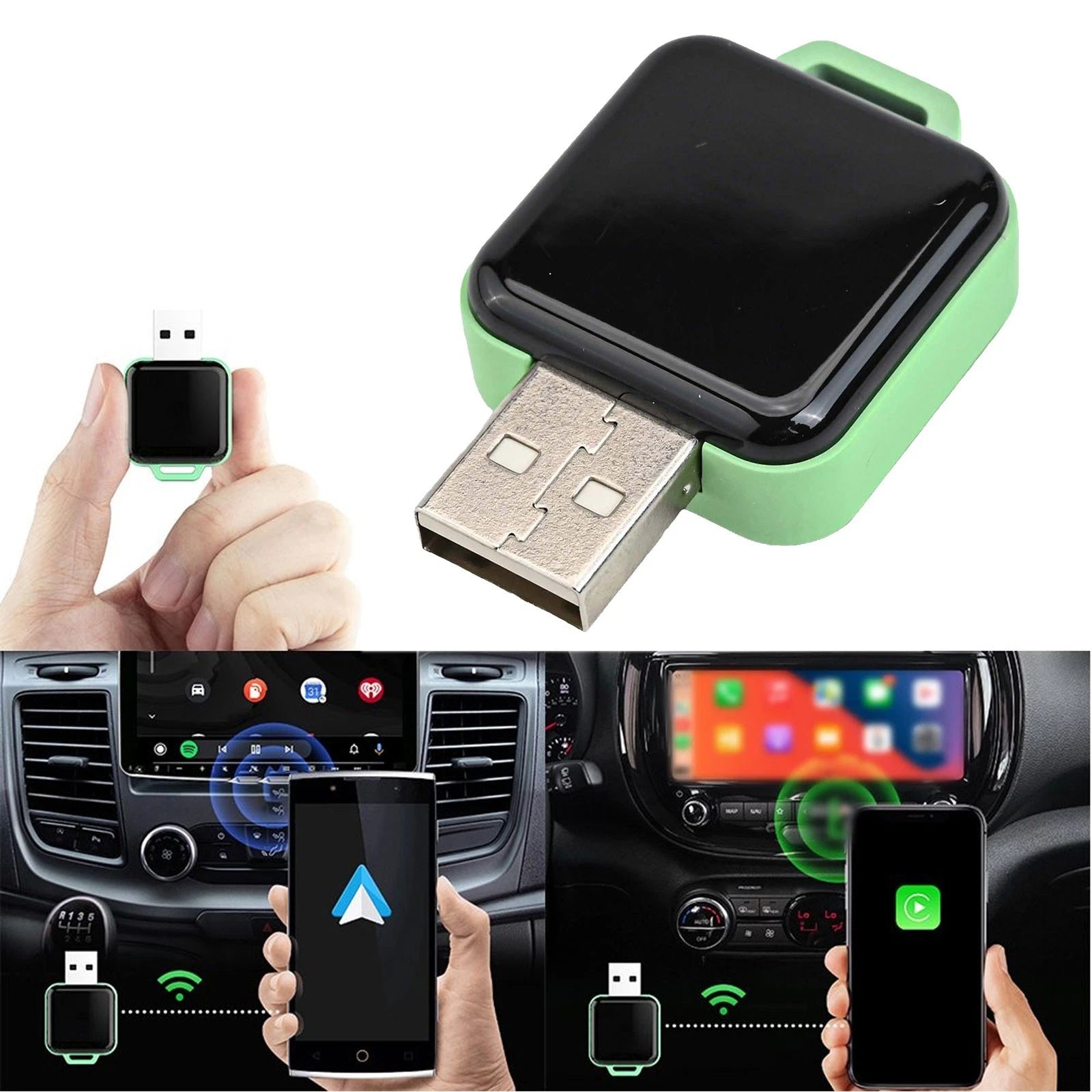 2X Wireless Adapter for Carplay & Android Auto - Compact Design