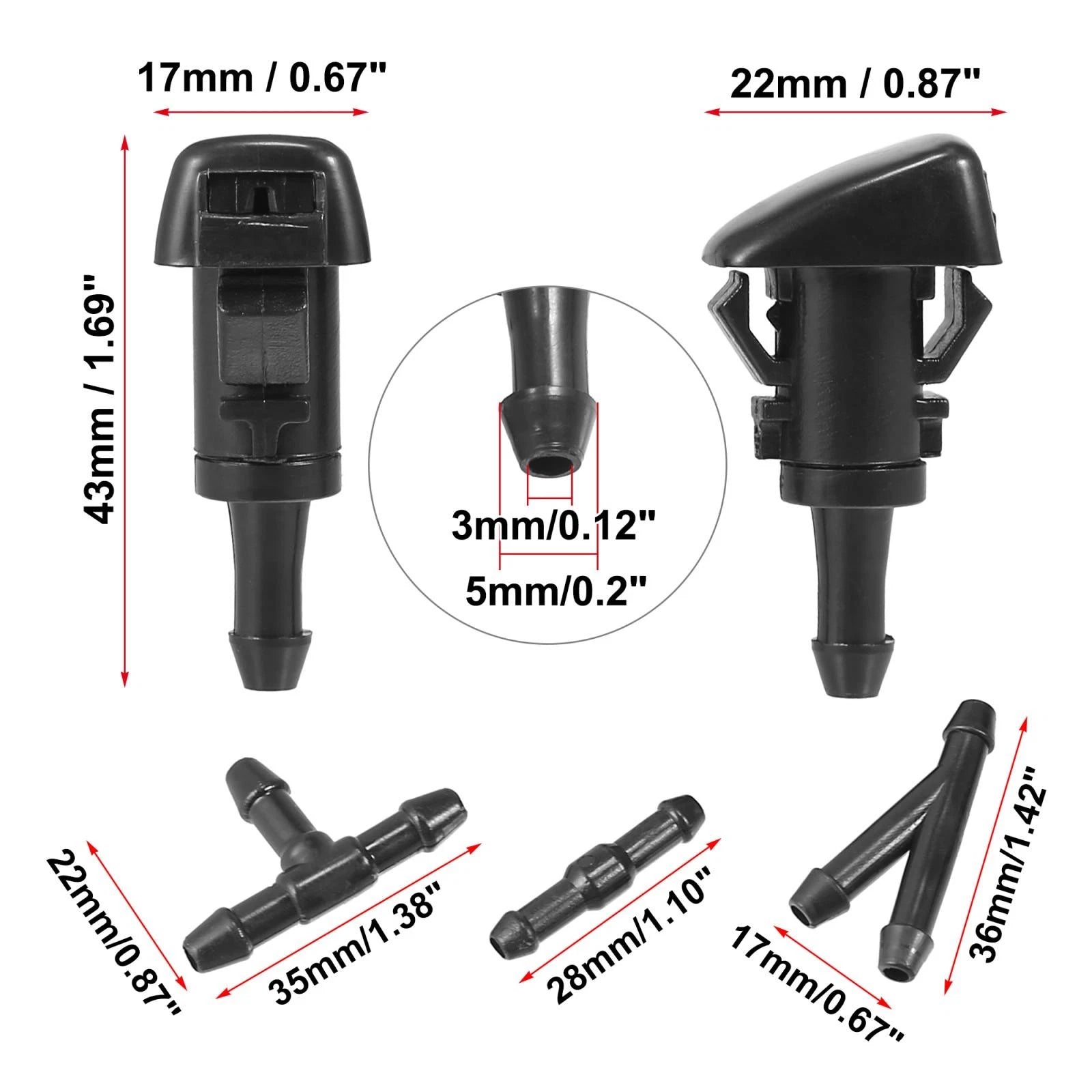 Front Windshield Washer Nozzles with 150cm Hose for Dodge Avenger (2011–2020)