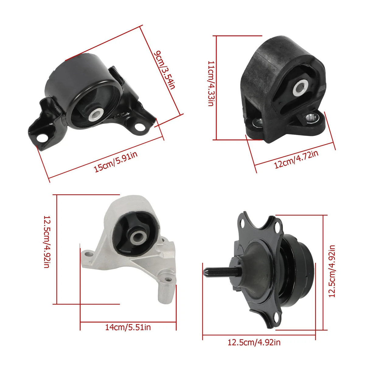 4X Manual Motor & Transmission Mounts for Honda Civic 1.7L (2002–2004)