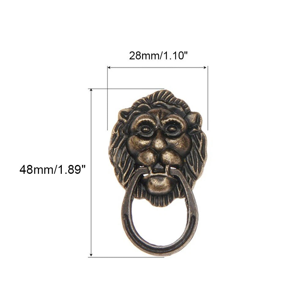 5Pcs Vintage Lion Head Door Pull Handle Knob Zinc Alloy for Cabinets