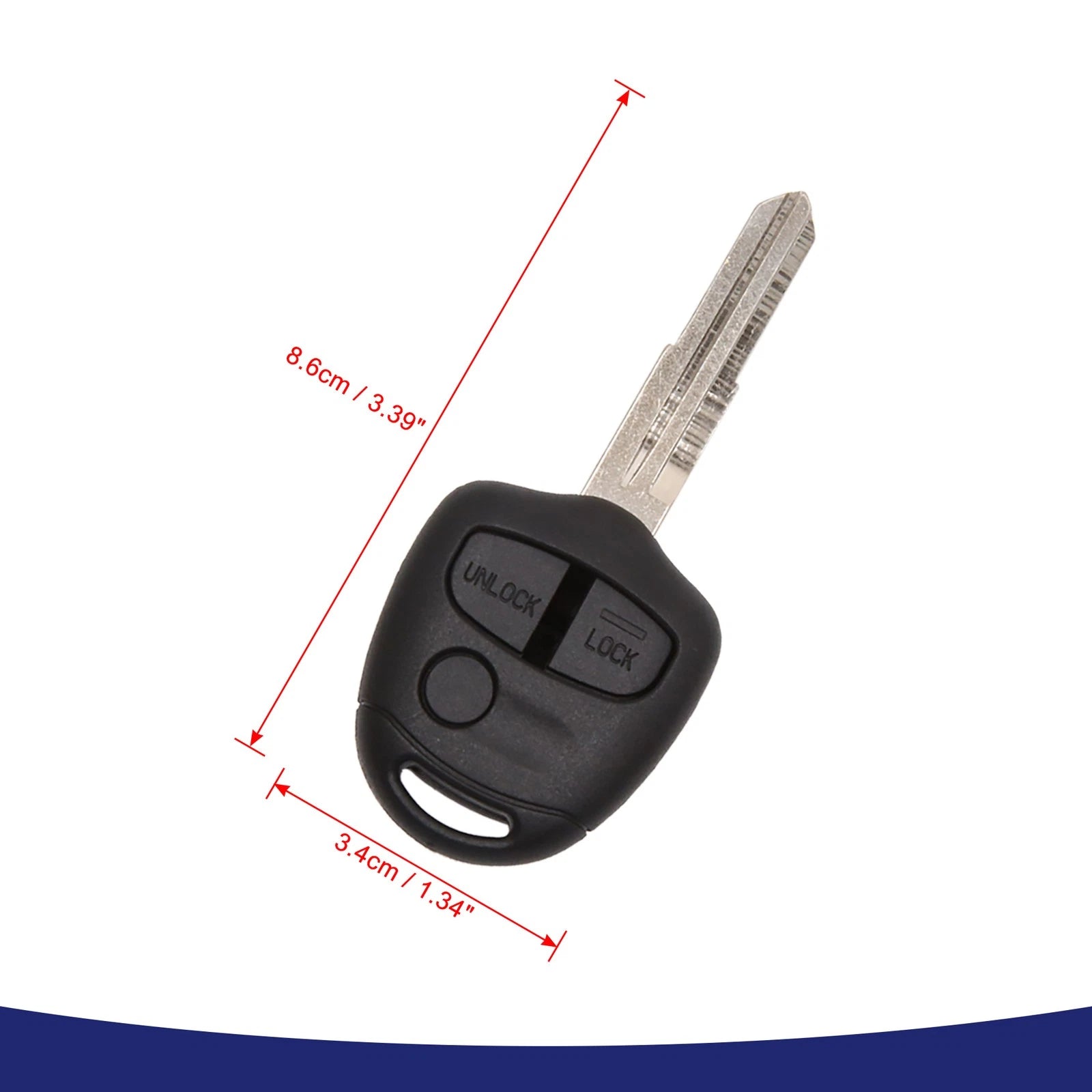 Blank Key Fob Case 3-Button Replacement for Mitsubishi Lancer (2008–2016)