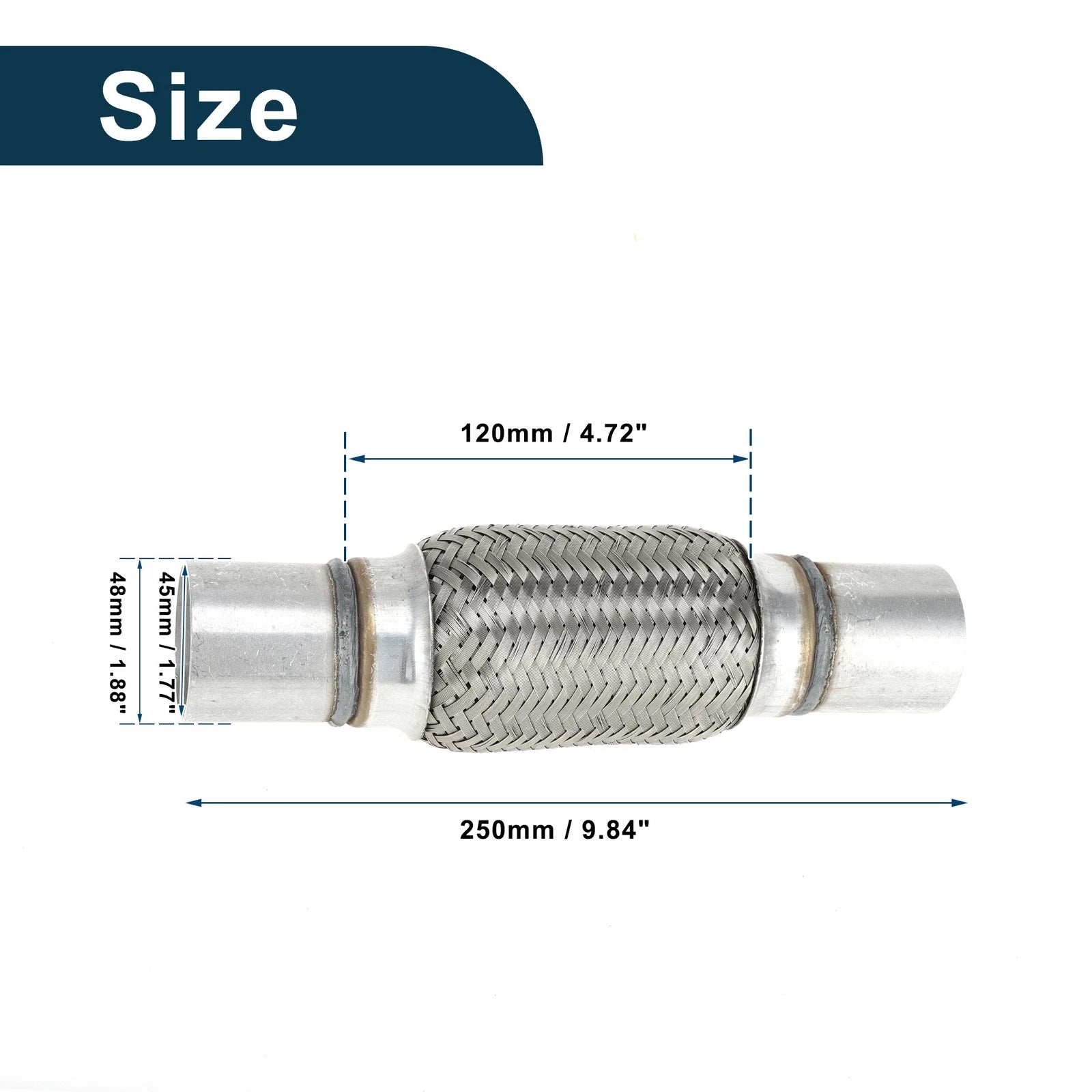 Exhaust Flex Pipe 1.88 Inch OD for Universal Applications