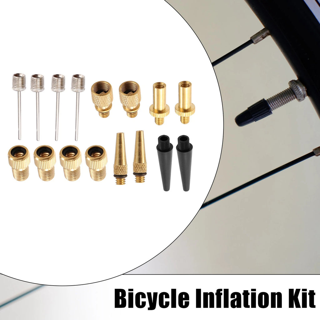 Bicycle Tire Valve Adapter Kit with Inflation Needles for Schrader Presta (--)