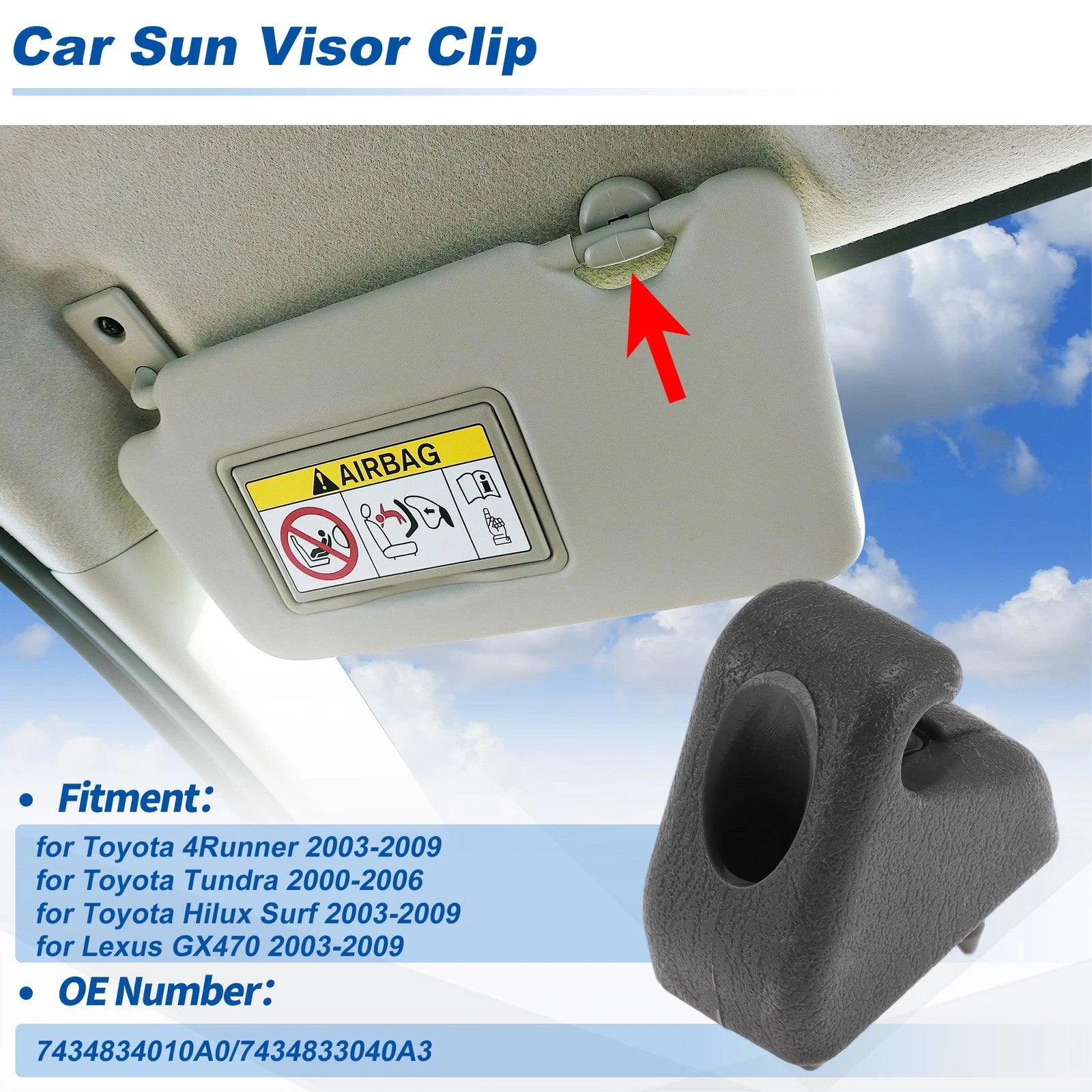 Sun Visor Clip Replacement for Toyota 4Runner (2003–2009)