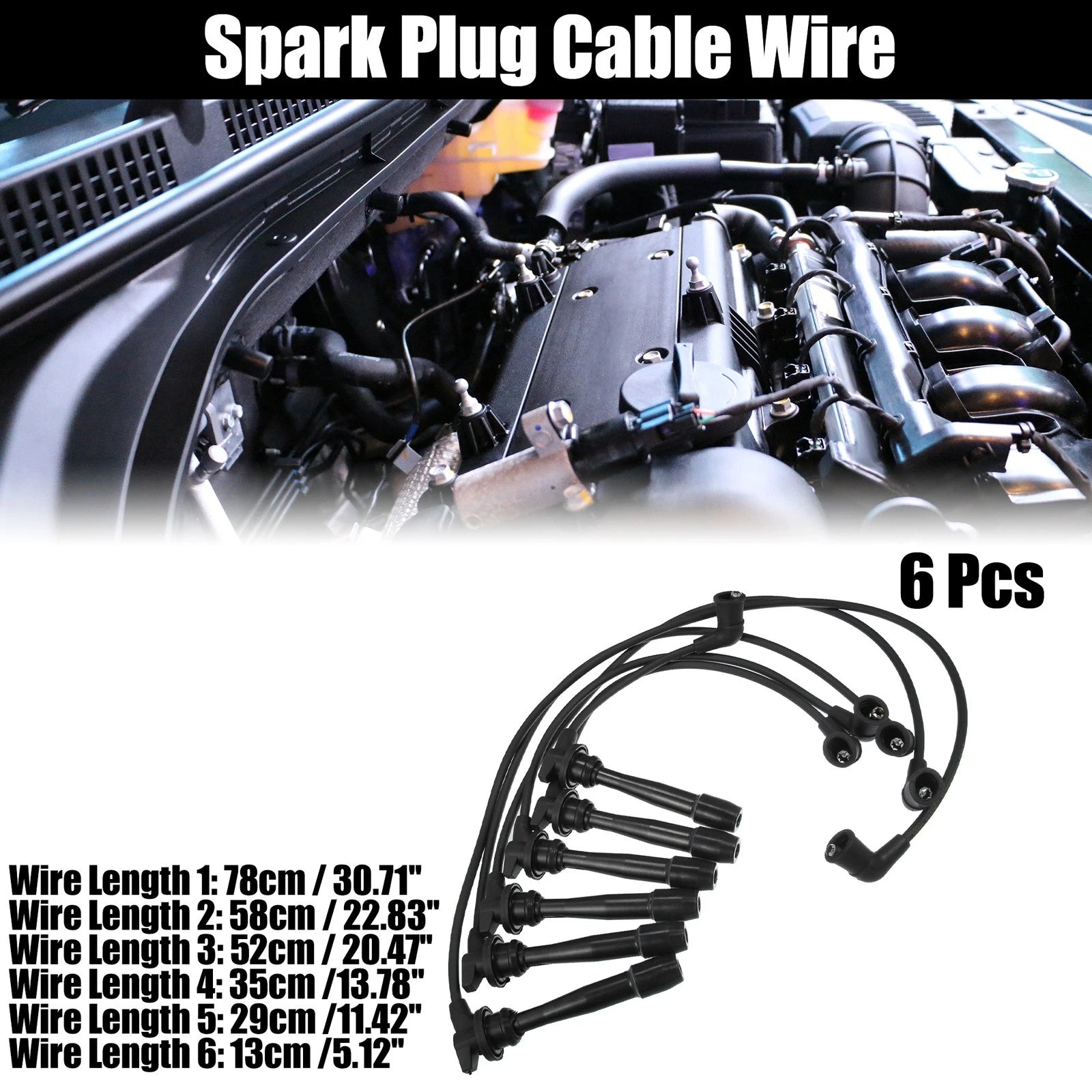 6pcs Ignition Spark Plug Wire Set for Hyundai Sonata GLS 2.5L (1999–2001)