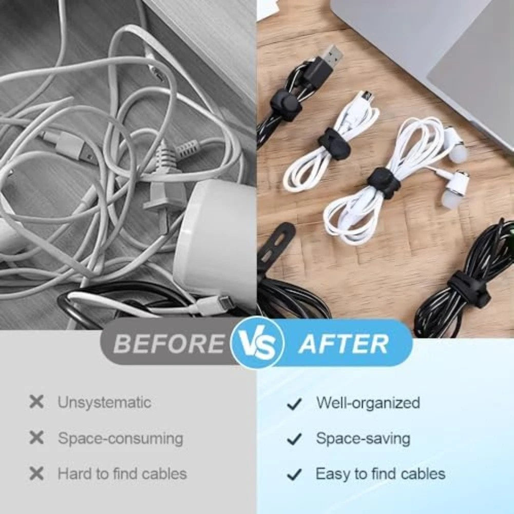 Set of 4 Silicone Cable Organizers for Efficient Cord Management 13CM Length