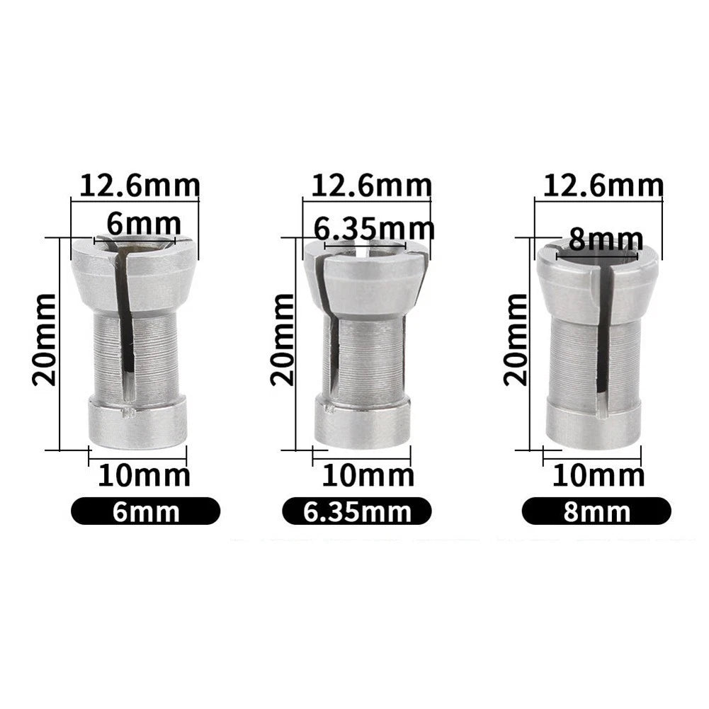 3pcs Router Bit Collet Chuck for Molding Machine (6, 6, 35, 8mm)