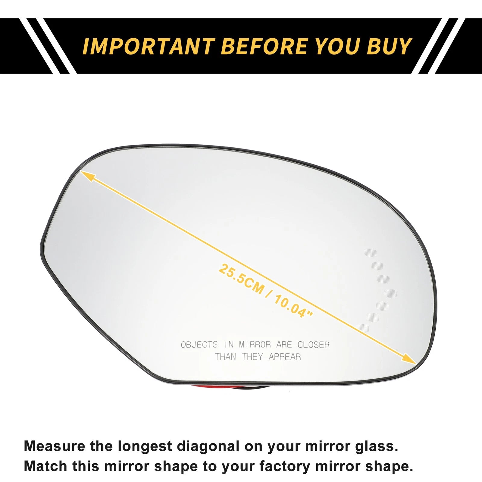 Heated Right Mirror Glass Replacement for GMC Sierra 2500 HD 3500 (2011–2019)