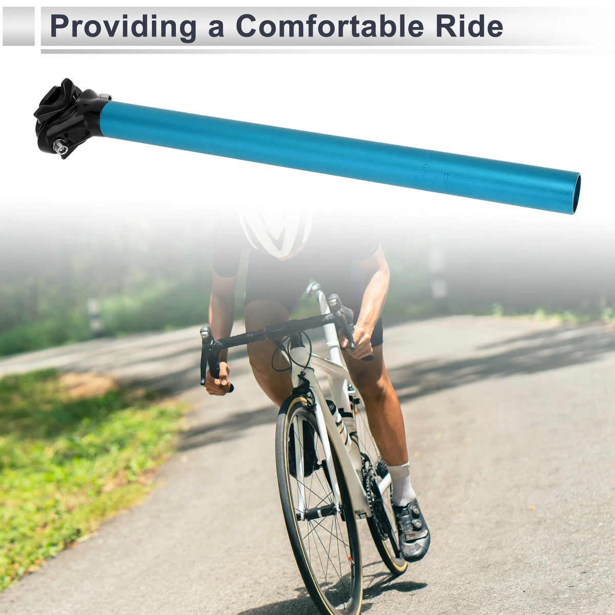 Adjustable Bike Seat Post 28.6x400mm Blue Aluminum Alloy