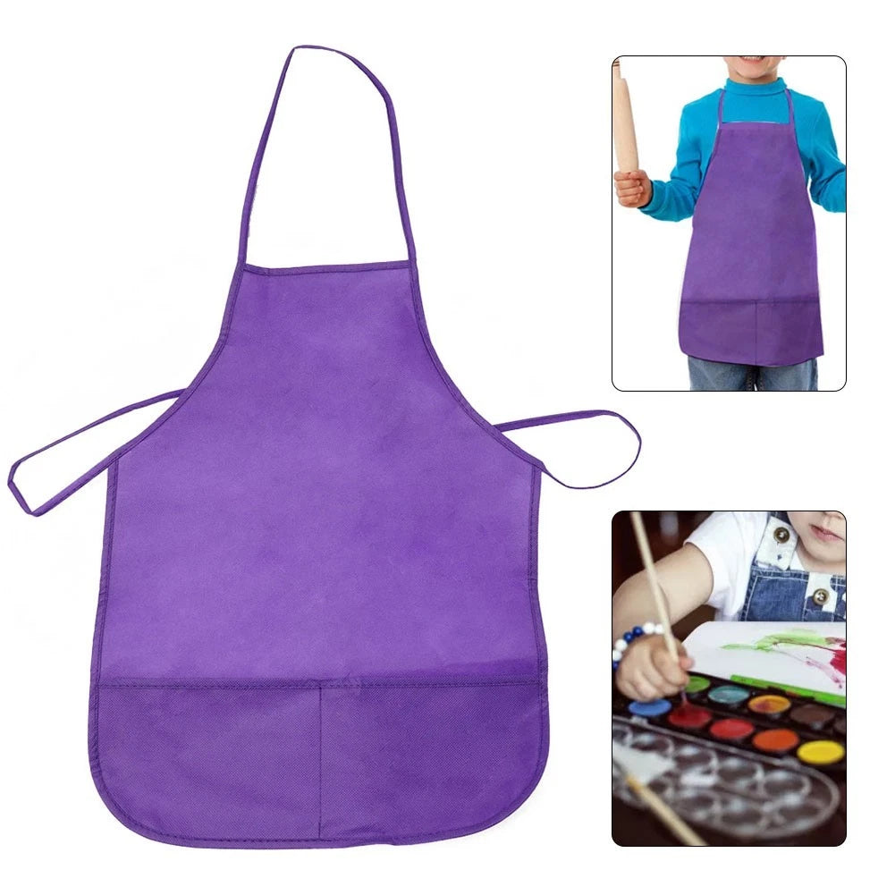 Children's Fabric Apron with Pockets for Kitchen Art Crafts